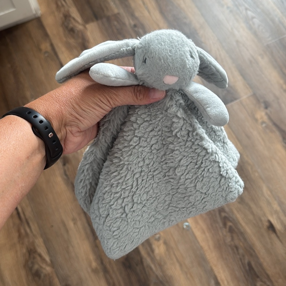 Apricot Lamb Bunny Baby Lovey Plush Rabbit Gray  Security Blanket 13 inch